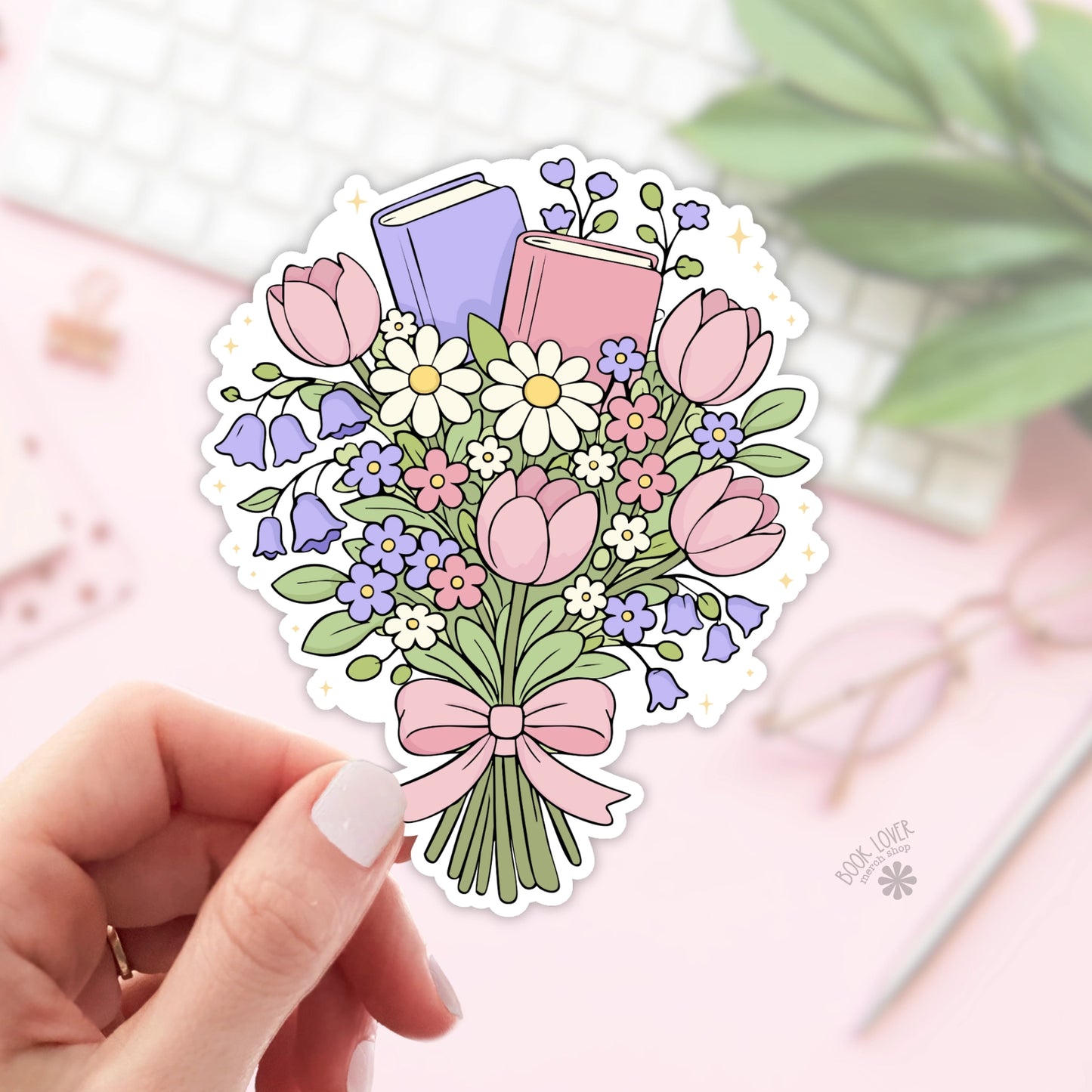 Spring Book Bouquet Stickers