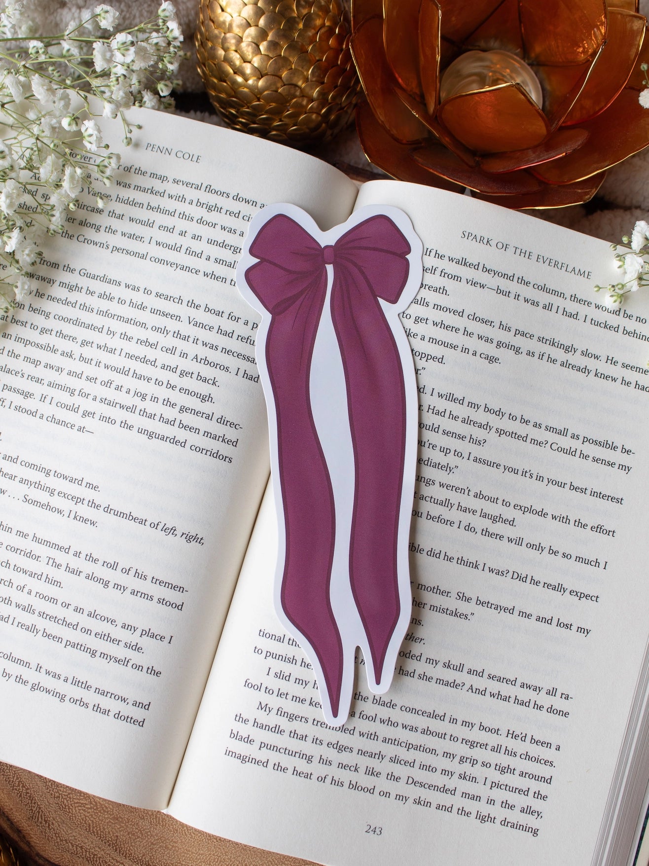 Maroon Bow Die-Cut Bookmark