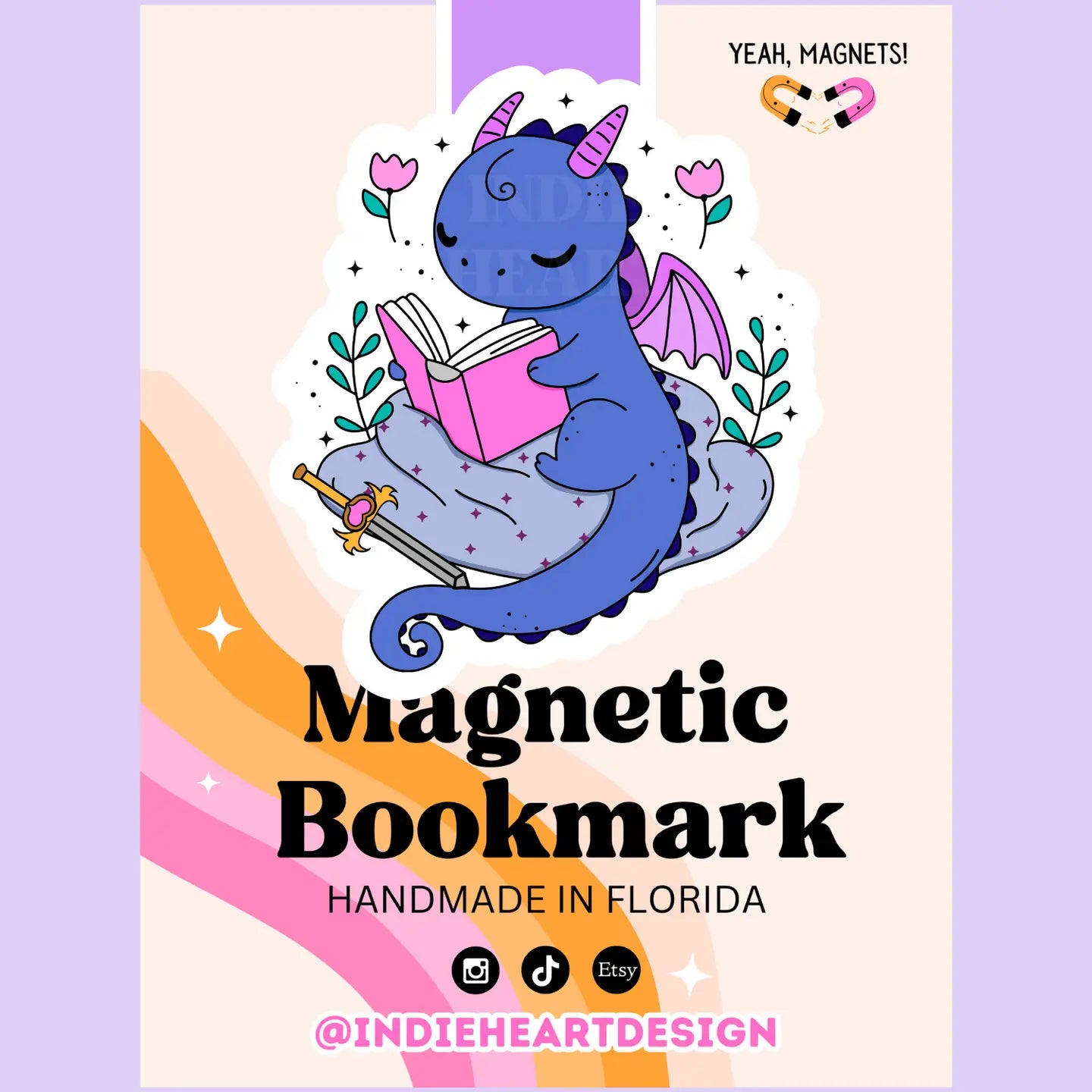 Cute Fantasy Dragon Magnetic Bookmark