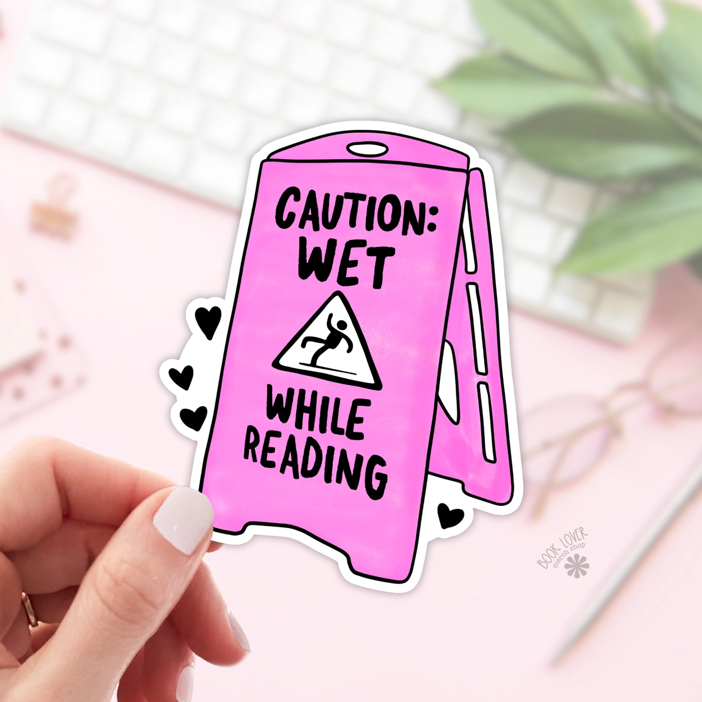 Caution: Wet While Reading Sticker