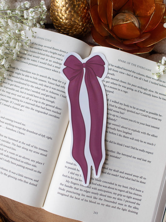 Maroon Bow Die-Cut Bookmark
