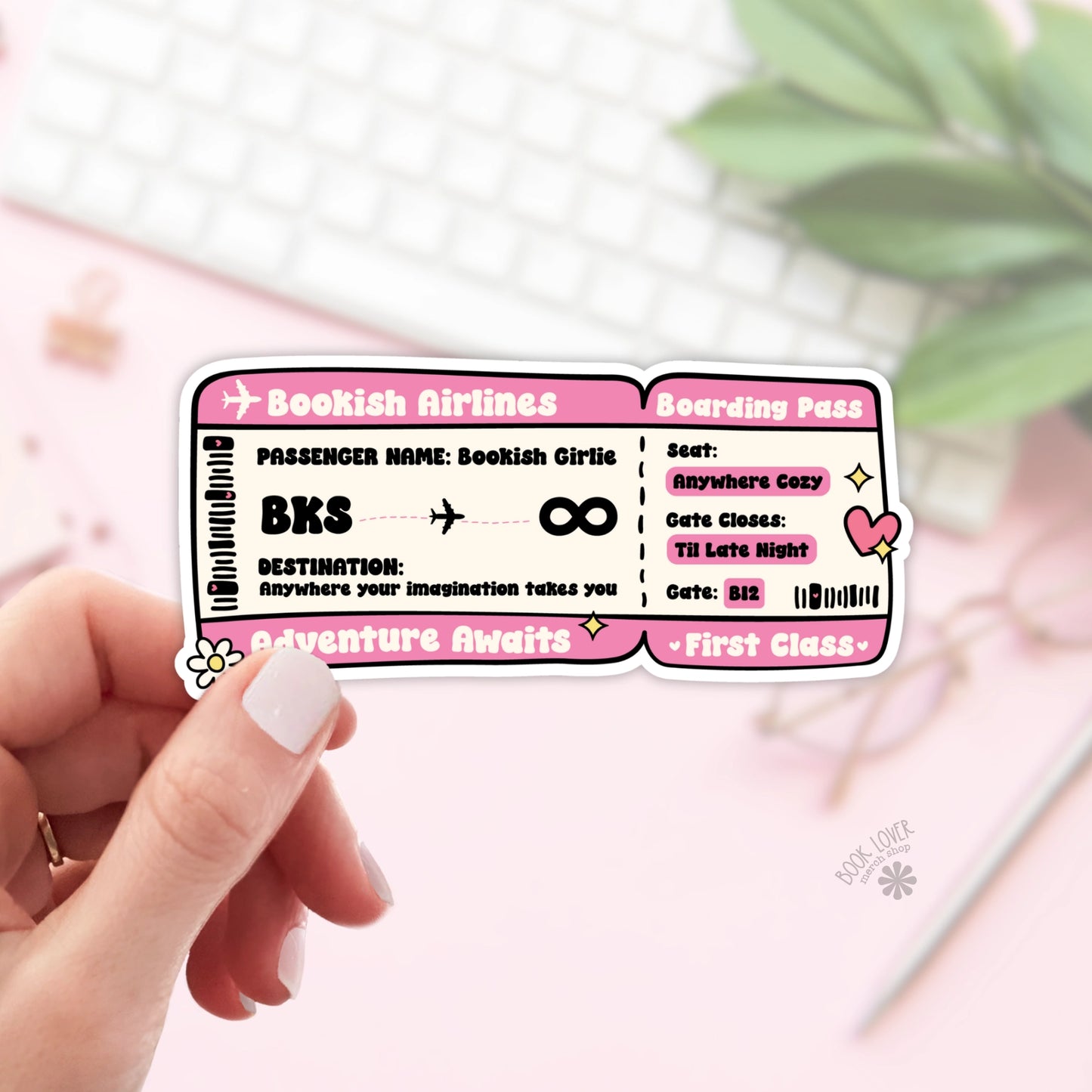 Bookish Boarding Pass Sticker