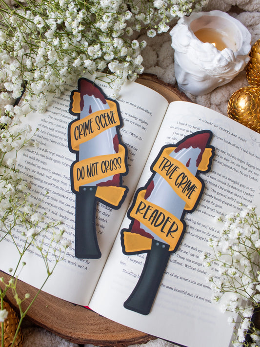 True Crime Reader Knife Die-Cut Bookmark